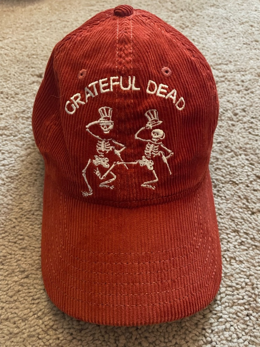Grateful Dead Rust Corduroy Hat with Dancing Skeletons